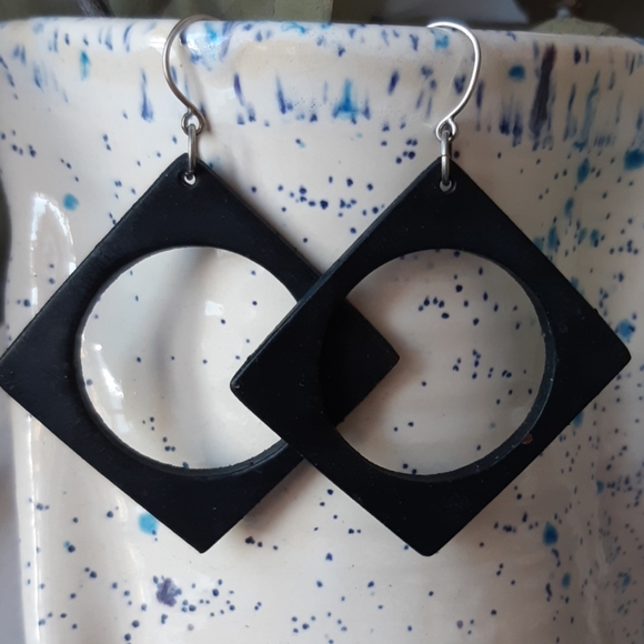 Jewelry - LEATHER | SILVER Geo Earrings